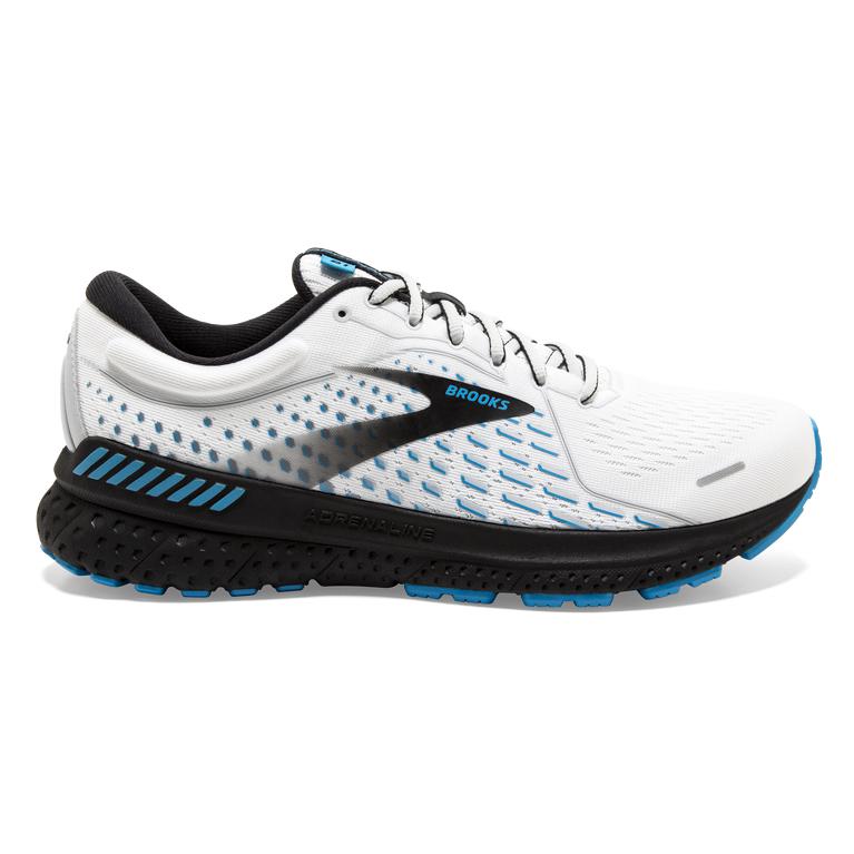 Brooks Adrenaline GTS 21 Men's Road Running Shoes - White/Grey/Atomic Blue (39412-ZTVK)